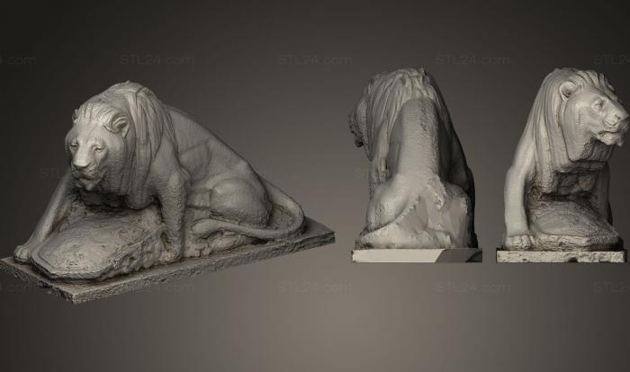 Статуэтки львы тигры сфинксы (Крадущийся лев, STKL_0016) 3D модель для ЧПУ станка
